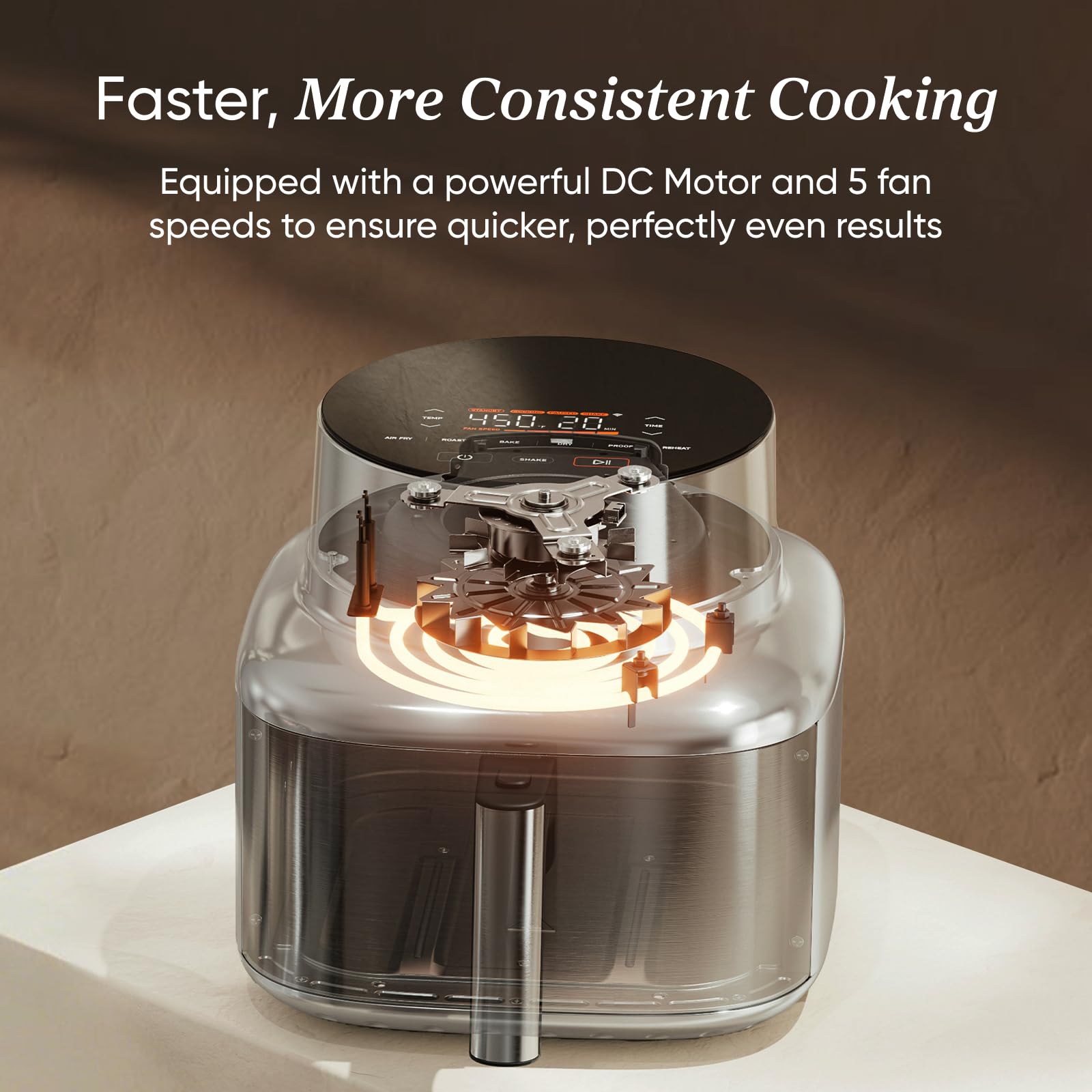 Cosori Iconic Air Fryer: 6.5QT, smart functions, PFAS-free coating, 450ยฐF cooking, versatile and consistent results.